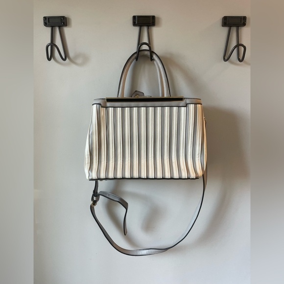 Christian LaCroix, women’s handbag with shoulder strap, gray and white stripe - Picture 7 of 9